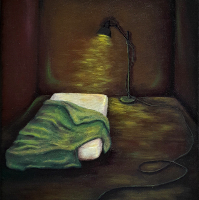 Disintegration. Acrylic on 12” x 16” canvas, 2023. $250