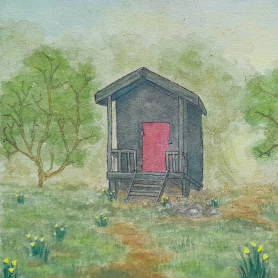 Familiarity pt. III: Horokiwi. Watercolour on 8.5” x 5.5” paper, 2025. $95.