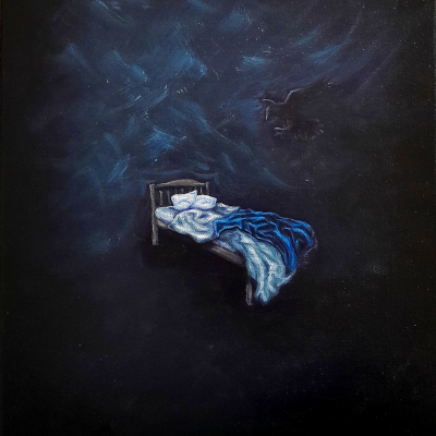 Blue. Acrylic on 12” x 16” canvas, 2024. SOLD.