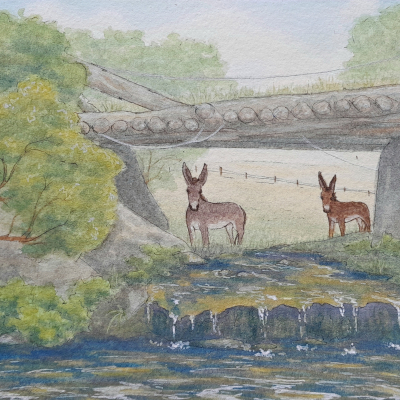 Familiarity pt. VII: Mangaroa. Watercolour on 8.5” x 5.5” paper, 2025. $95.