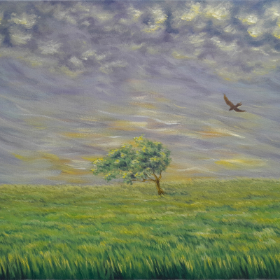 The Calm. Acrylic on 24” x 20” canvas, 2024. SOLD.